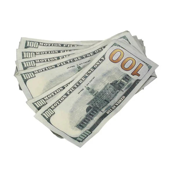 Aged Look $100 Full Print Prop Money Stack Set – $100,000 (10 Stacks)