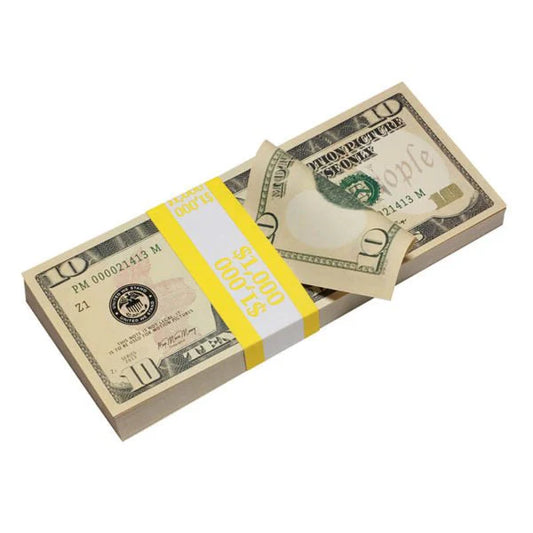 New Style $10 Full Print Prop Money Stack (100 Bills)
