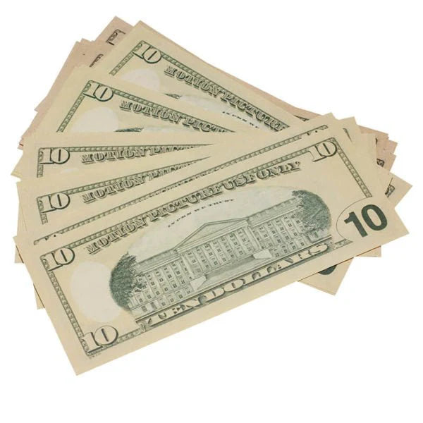New Style $10 Full Print Prop Money Stack (100 Bills)