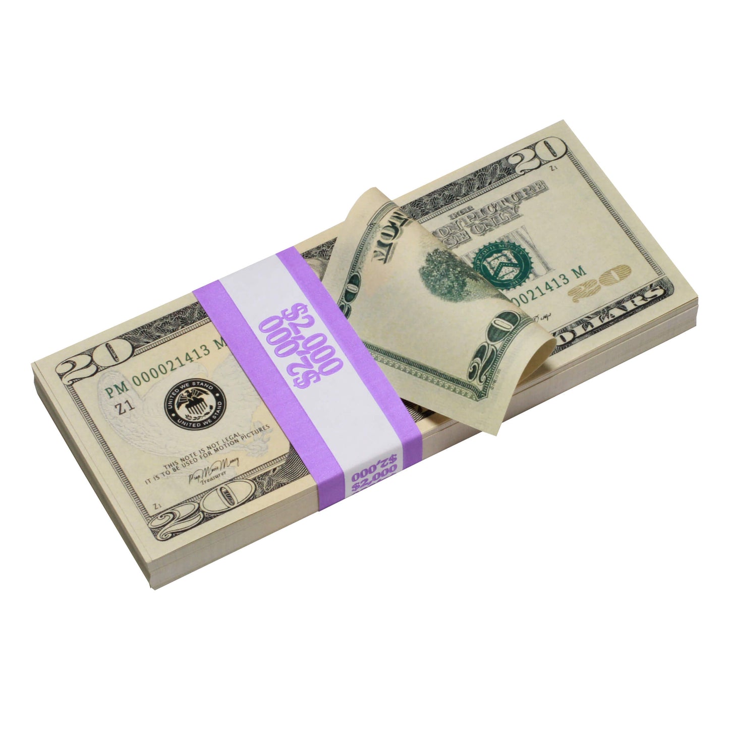 New Series $2,000 Full Print Prop Money Stack