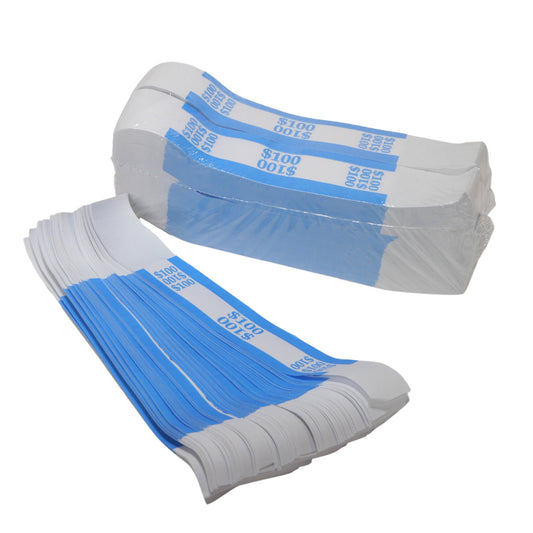 100 Dollar Blue Currency Straps | 1000 Bank Straps Bank Bands Money Bands Currency Bands
