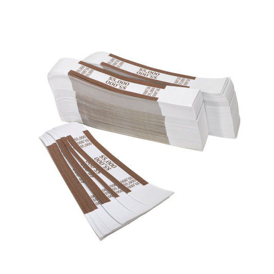 5000 Dollar Brown Currency Straps | 1000 Bank Straps Bank Bands Money Bands Currency Bands Prop Money