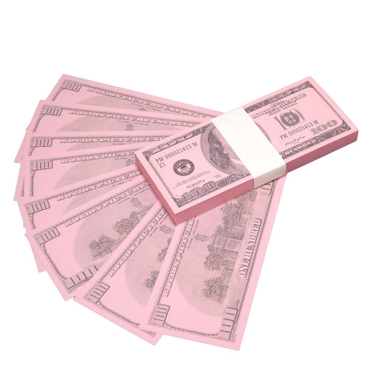 Pink Money Stack | 2000 Series 100 Dollar Novelty Prop Money