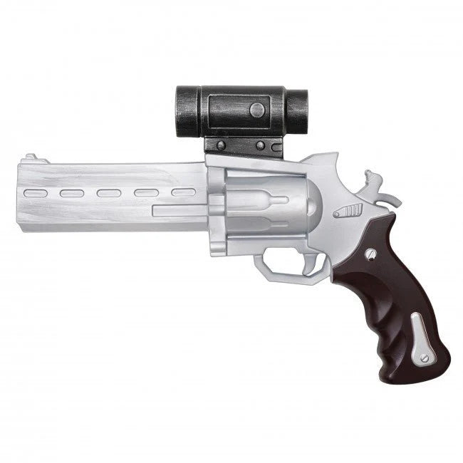 13-Inch Scoped Foam Revolver Prop – Silver & Brown