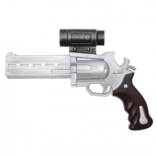 13-Inch Scoped Foam Revolver Prop – Silver & Brown
