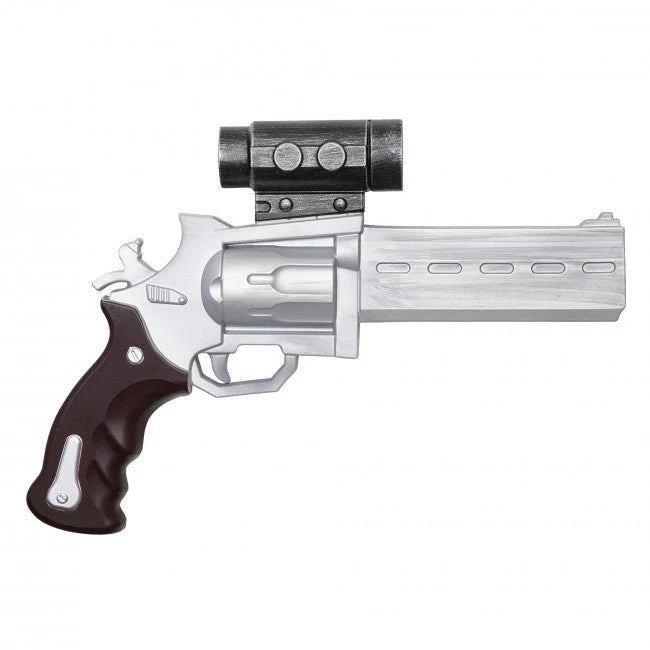 13-Inch Scoped Foam Revolver Prop – Silver & Brown