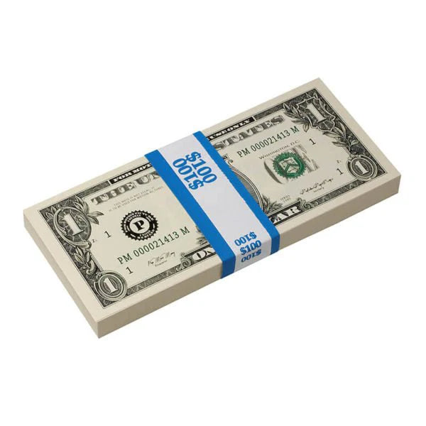 1980s Series $1 Full Print Prop Money Stack (100 Bills)