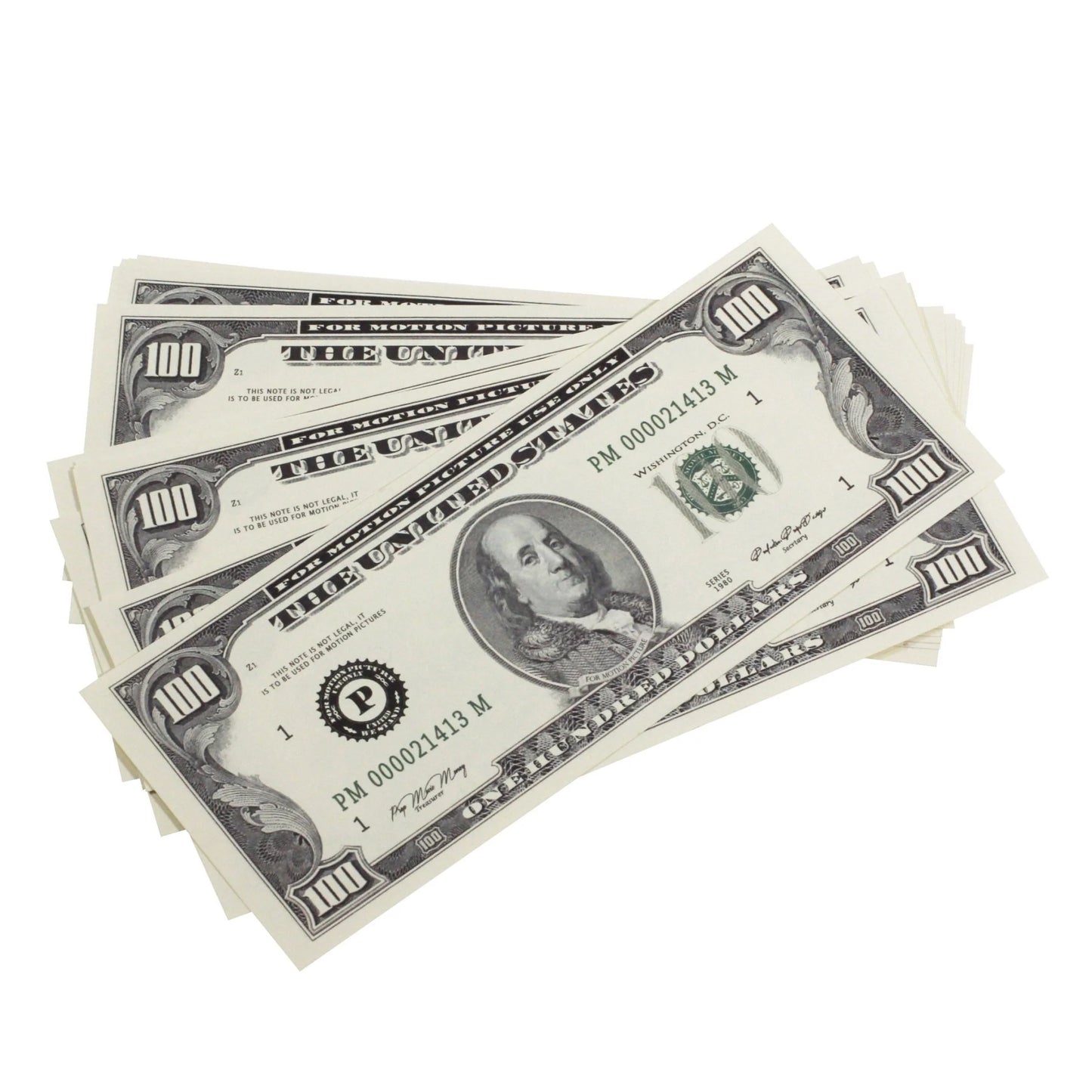 1980s Series $100 Full Print Prop Money Stack Set – $100,000 (10 Stacks)