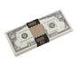 1980s Series $50 Full Print Prop Money Stack with Brown Bank Strap