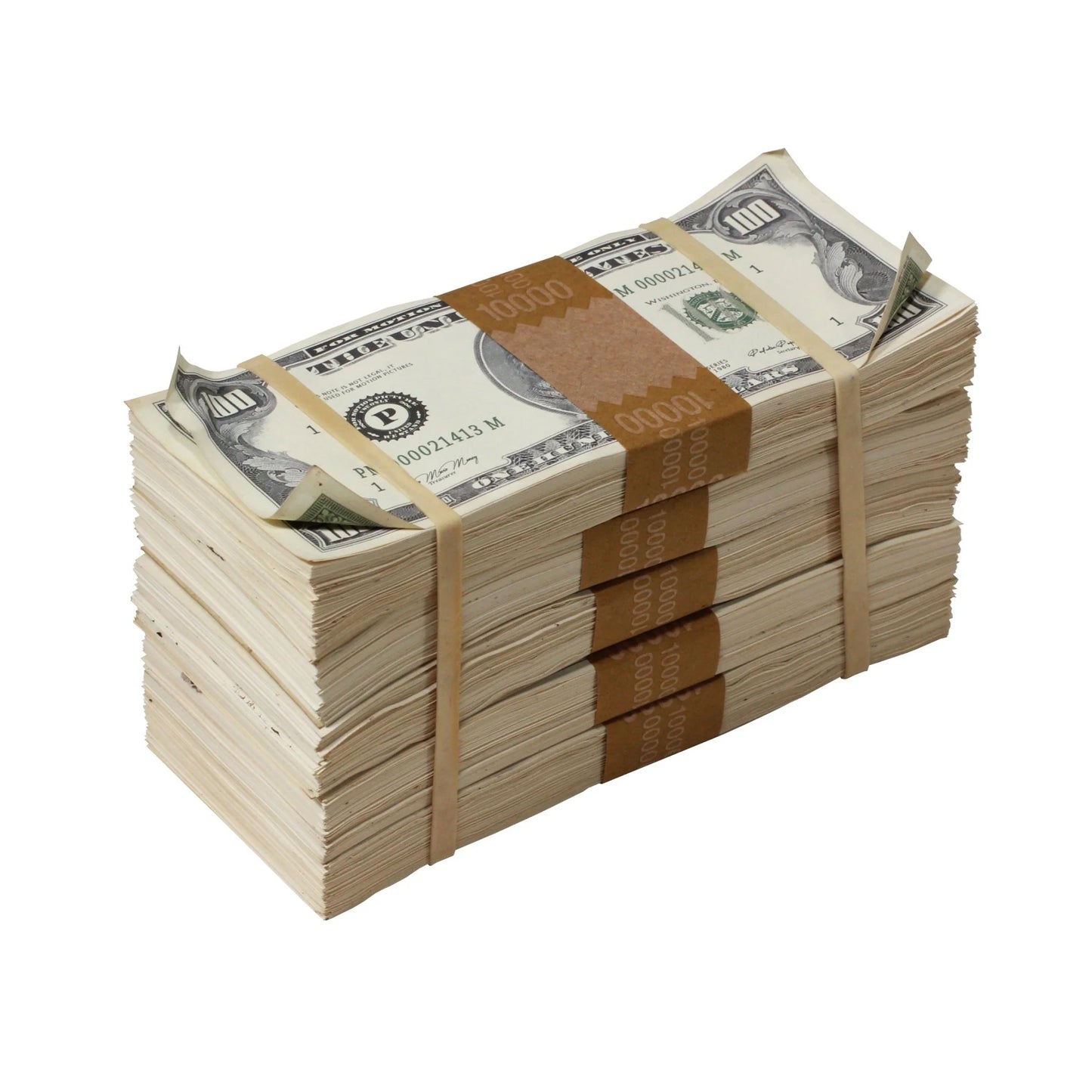 1980s Style Aged $100 Full Print Prop Money Stack Set – $50,000