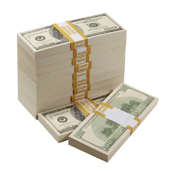 2000 Series $100 Full Print Prop Money Stack Set – $100,000 (10 Stacks)