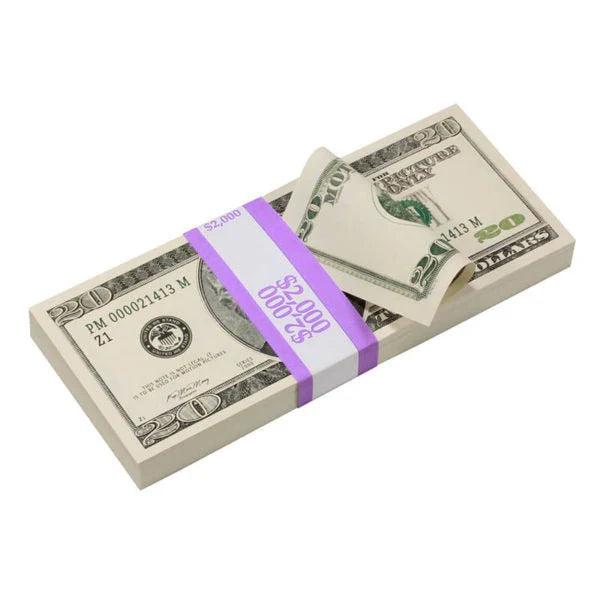 2000s Series $20 Full Print Prop Money Stack (100 Bills)