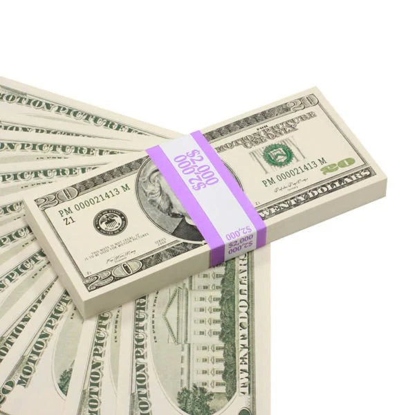 2000s Series $20 Full Print Prop Money Stack (100 Bills)