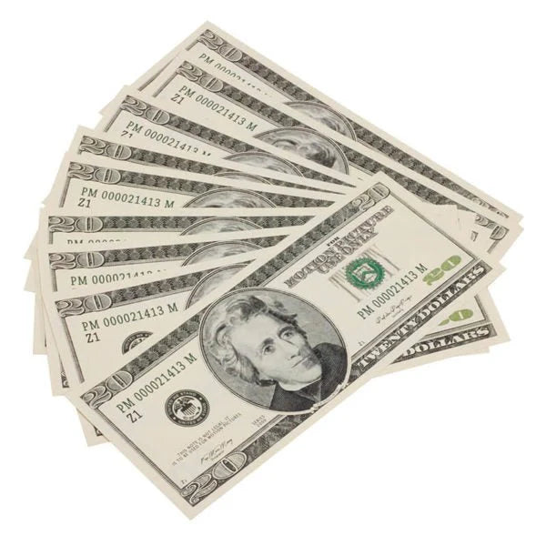 2000s Series $20 Full Print Prop Money Stack (100 Bills)
