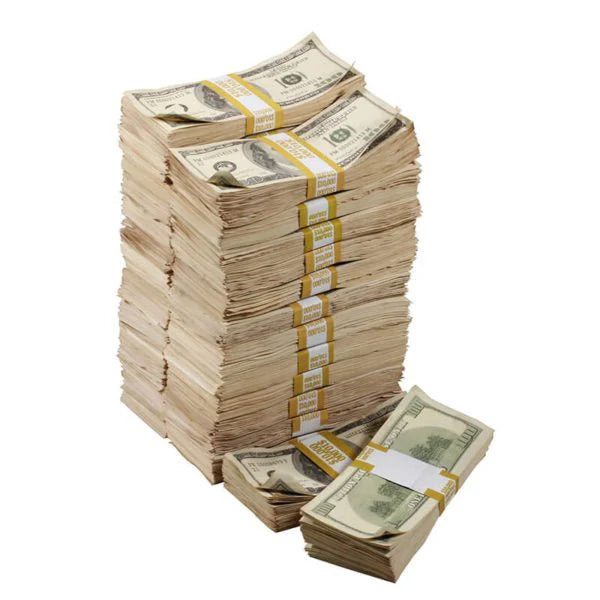 2000s Series Aged $100 Full Print Prop Money Stack Set – $250,000 (25 Stacks)