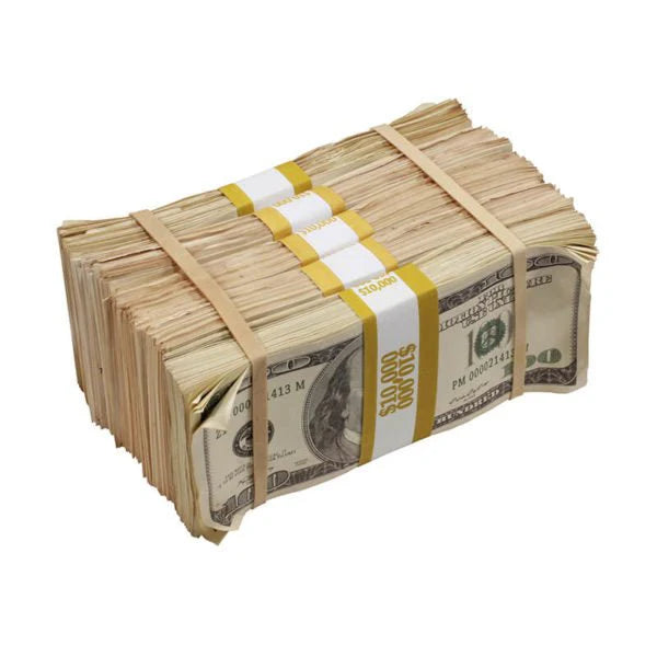 2000s Series Aged $100 Full Print Prop Money Stack Set – $50,000 (5 Stacks)