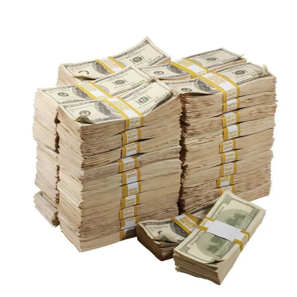 2000s Series Aged $100 Full Print Prop Money Stack Set – $500,000 (50 Stacks)