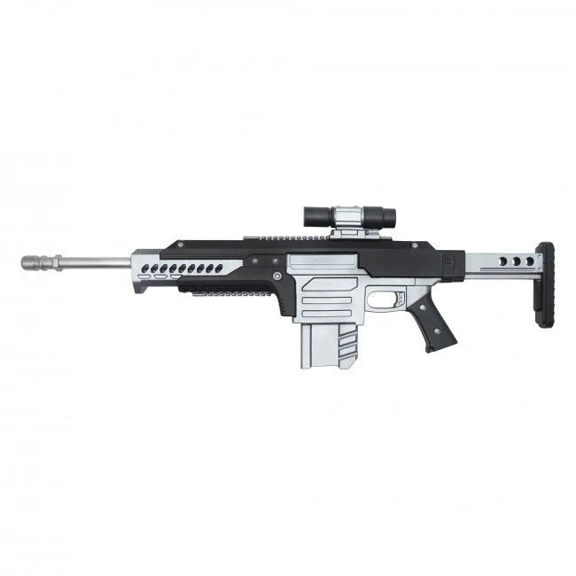 34.5-Inch Foam Sci-Fi Rifle Prop with Black & Silver Finish