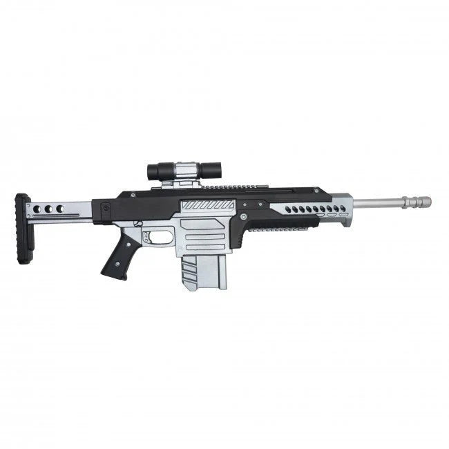34.5-Inch Foam Sci-Fi Rifle Prop with Black & Silver Finish
