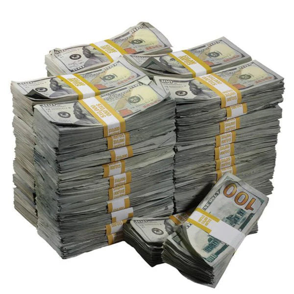 Aged Look $100 Full Print Prop Money Stack Set – $500,000 (50 Stacks)