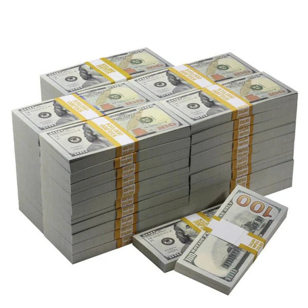 New Series $100 Full Print Prop Money Stack Set – $500,000 (50 Stacks)