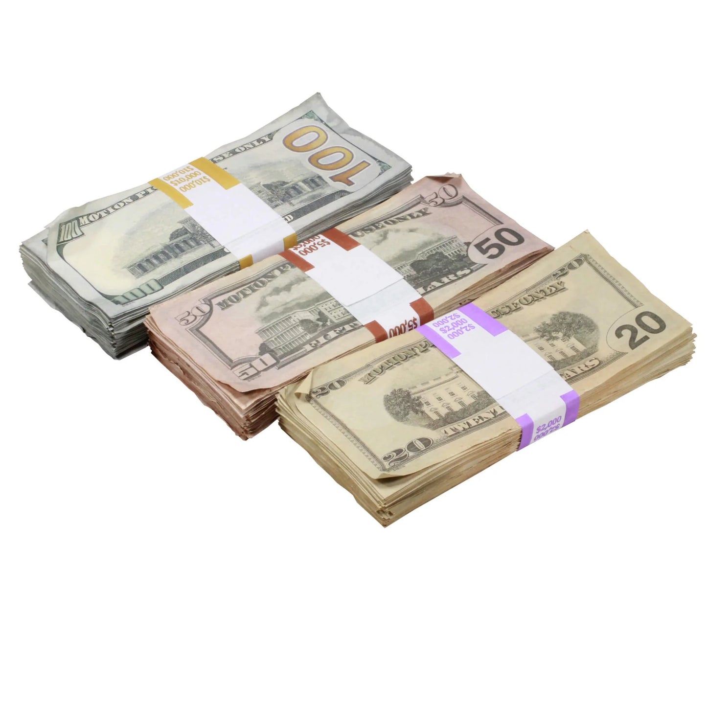 Aged Full Print Prop Money Stack Set – $17,000 Production Prop