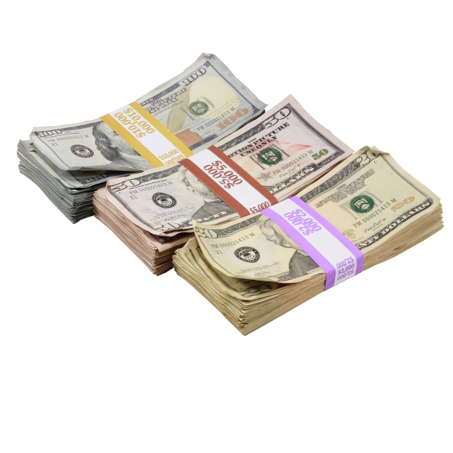 Aged Full Print Prop Money Stack Set – $17,000 Production Prop