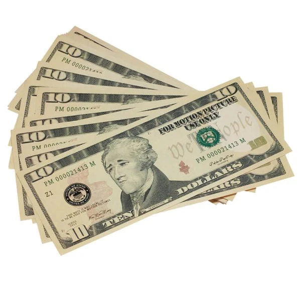 New Style $10 Full Print Prop Money Stack (100 Bills)