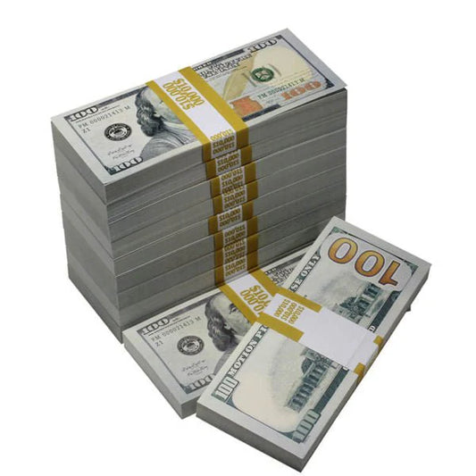 New Style $100 Full Print Prop Money Bundle – 10 Stacks (1,000 Bills)