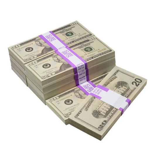 New Style $20 Full Print Prop Money Bundle – 10 Stacks (1,000 Bills)