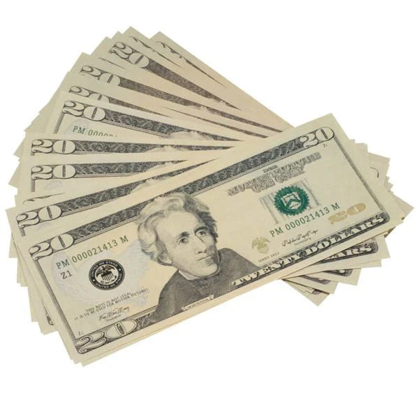 New Style $20 Full Print Prop Money Bundle – 10 Stacks (1,000 Bills)