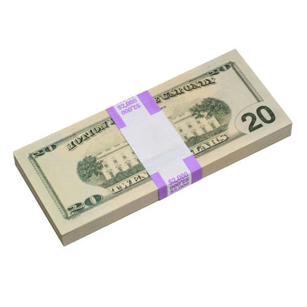 New Style $20 Full Print Prop Money Bundle – 10 Stacks (1,000 Bills)