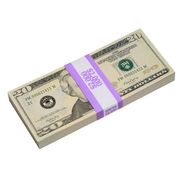 New Style $20 Full Print Prop Money Bundle – 10 Stacks (1,000 Bills)