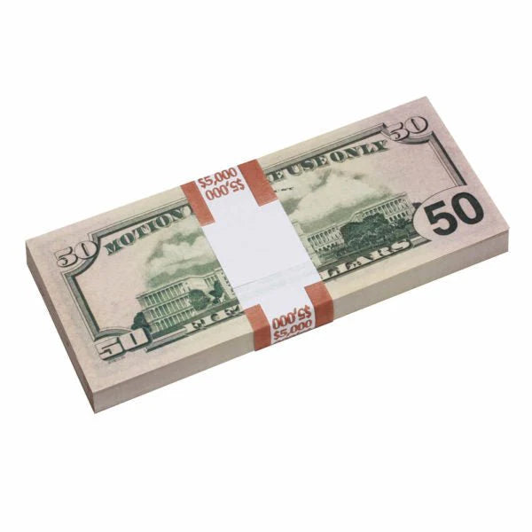 New Style $50 Full Print Prop Money Bundle – 10 Stacks (1,000 Bills)