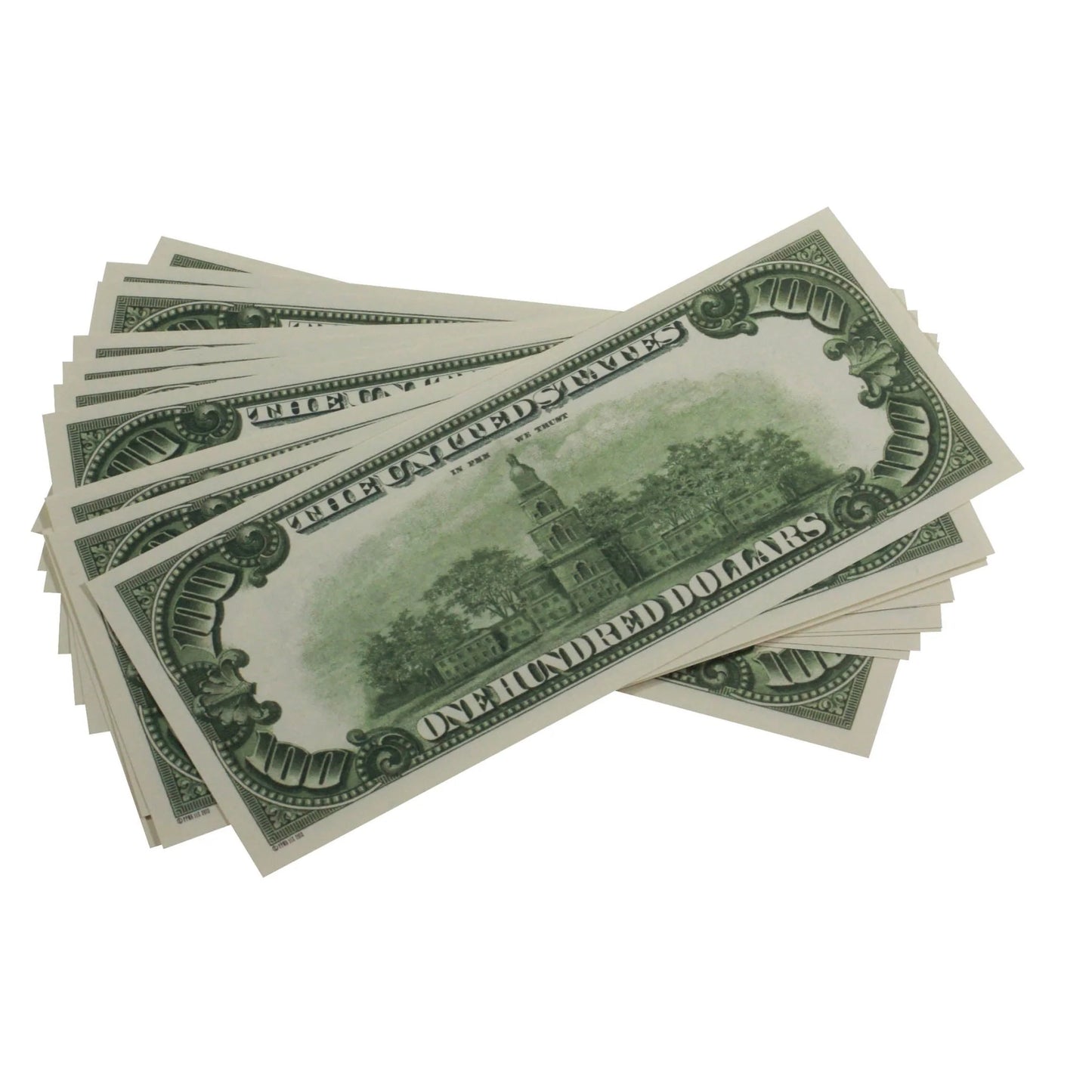 1980s Series $100 Full Print Prop Money Stack with Brown Bank Strap