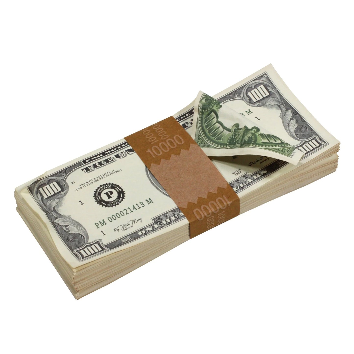 1980s Style Aged $100 Full Print Prop Money Stack – $10,000