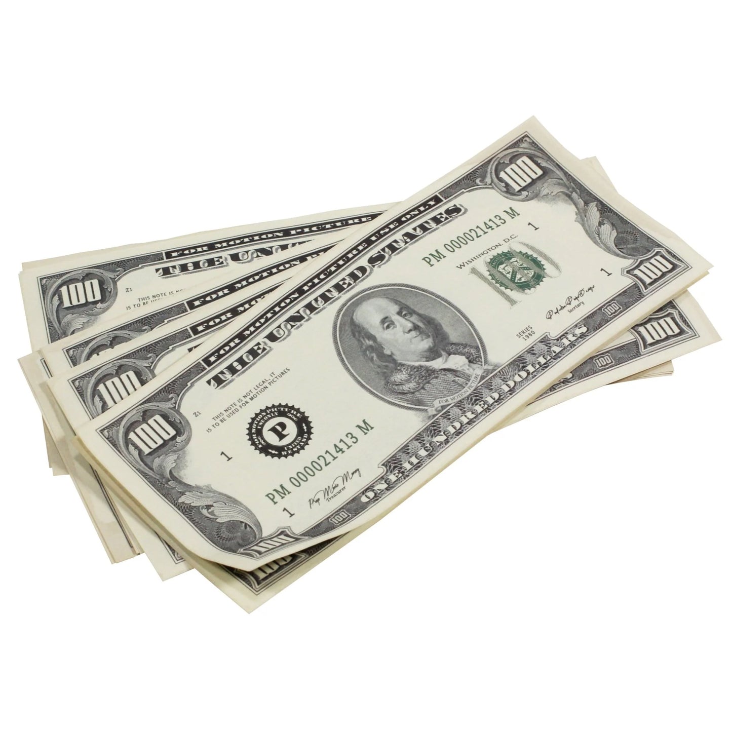 1980s Style Aged $100 Full Print Prop Money Stack Set – $50,000