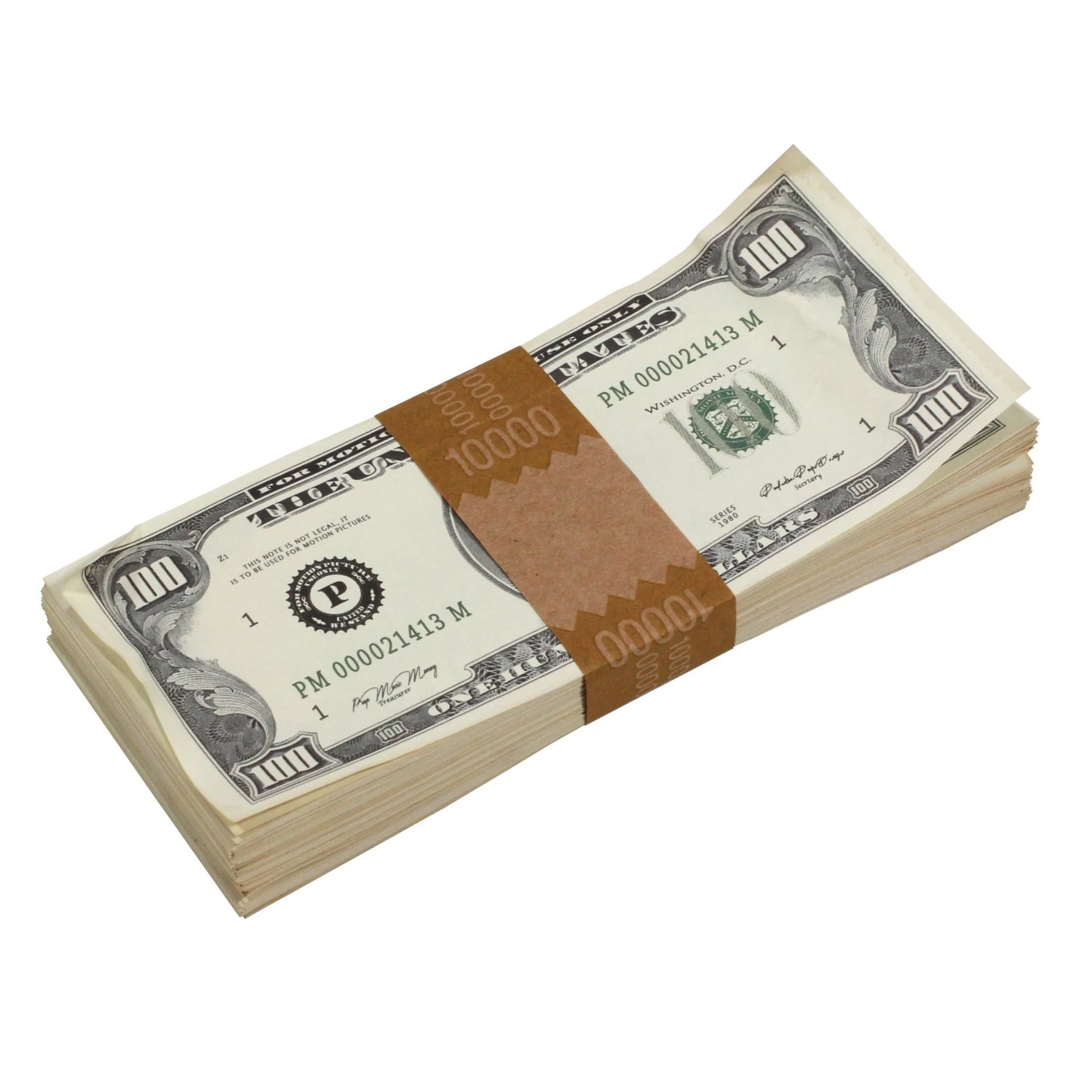 1980s Style Aged $100 Full Print Prop Money Stack – $10,000