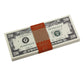 1980s Series $20 Full Print Prop Money Stack with Brown Bank Strap