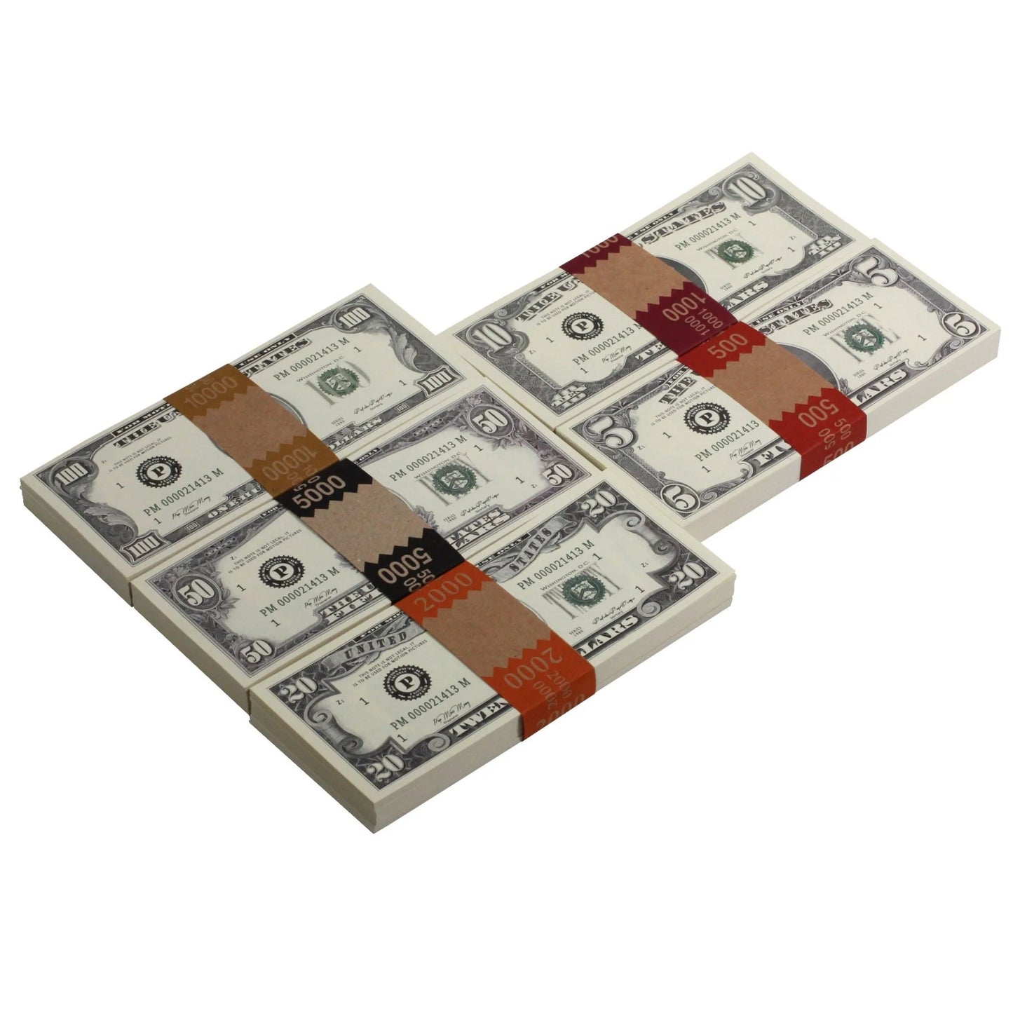 1980s Full Print Prop Money Bundle – 5 Stacks (18,500 Bills)