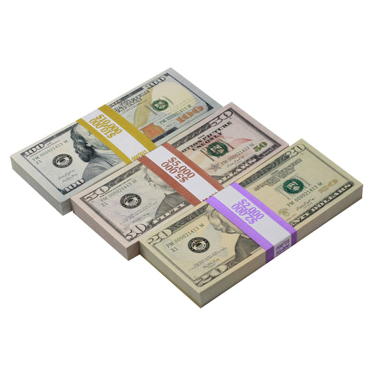 New Series $17,000 Full Print Prop Money Stack Bundle