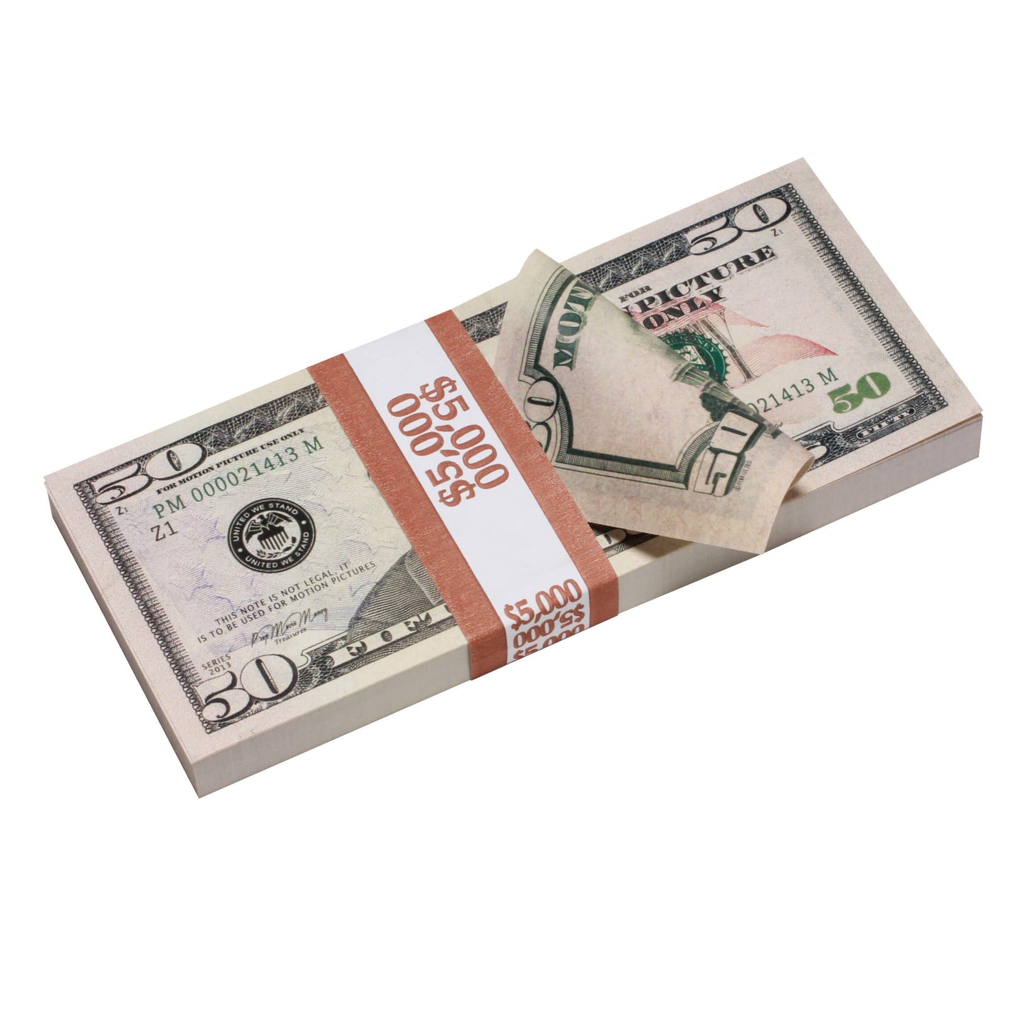 New Series $5,000 Full Print Prop Money Stack