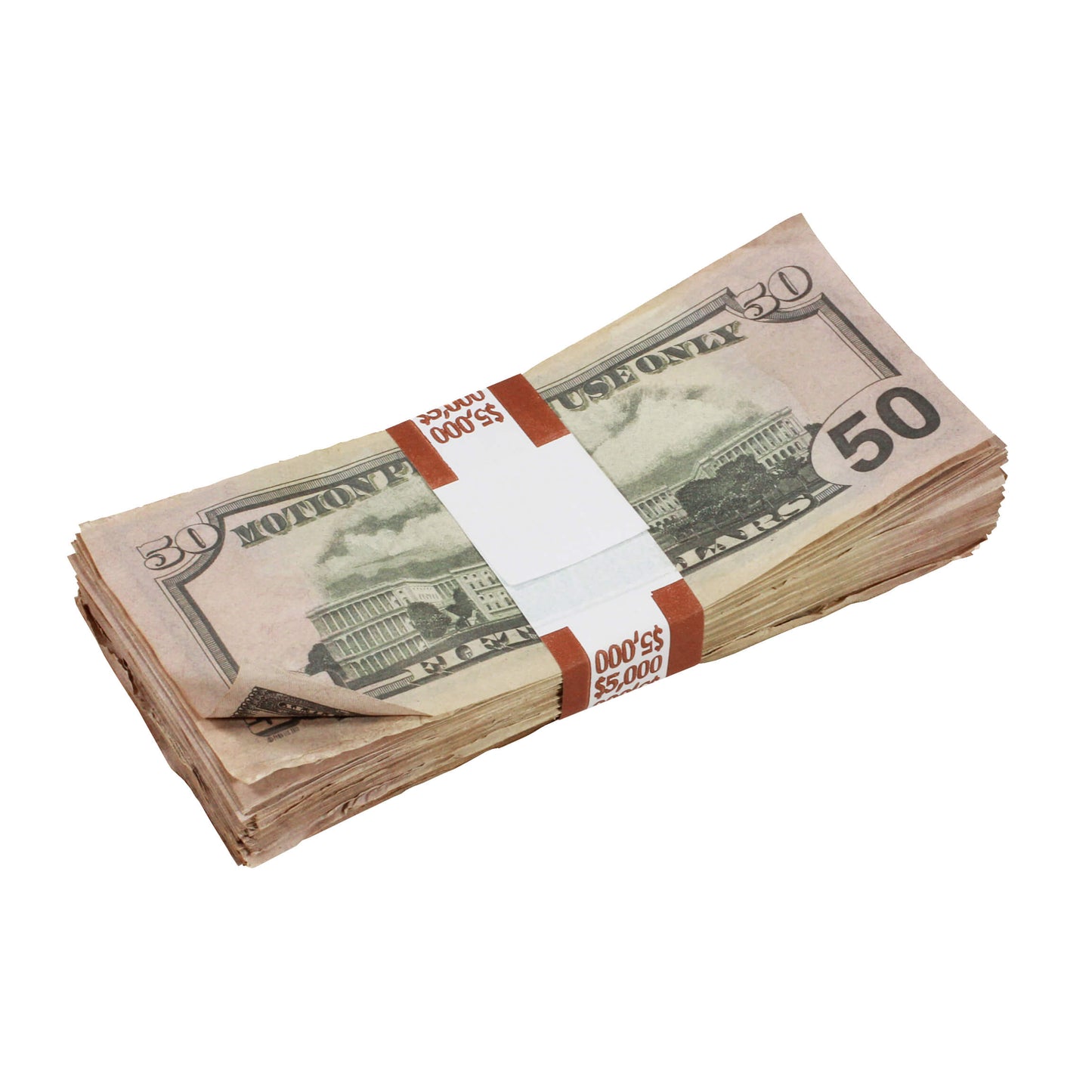 New Series $5,000 Aged Blank Filler Prop Money Stack