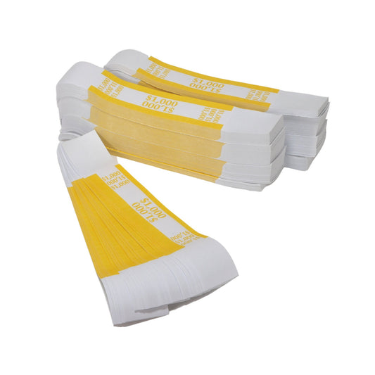 1000 Dollar Yellow Currency Straps | 1000 Bank Straps Bank Bands Money Bands Currency Bands