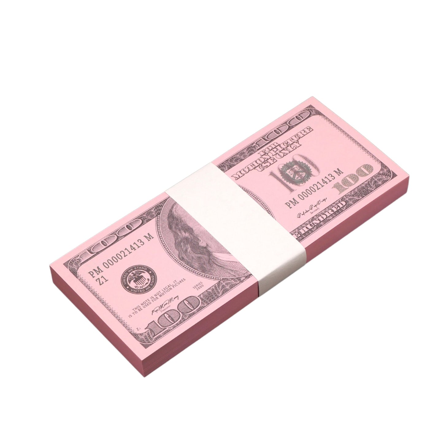 Pink Money Stack | 2000 Series 100 Dollar Novelty Prop Money