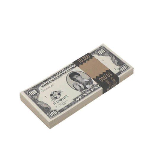 Scarface Money Stack | 1980 Series 100 Novelty Money | Full Print Fake Custom Prop Money