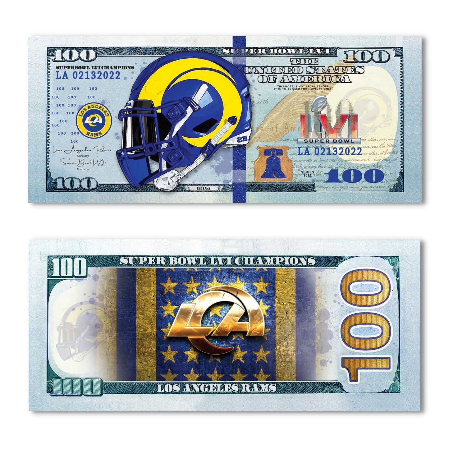 LA Rams Championship Money Stack | New  Series 100 Dollar Novelty Money