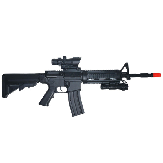 Heavy Weight Large Magazine M4 Airsoft Spring Rifle with Flashlight & Red Dot Sight Prop Gun